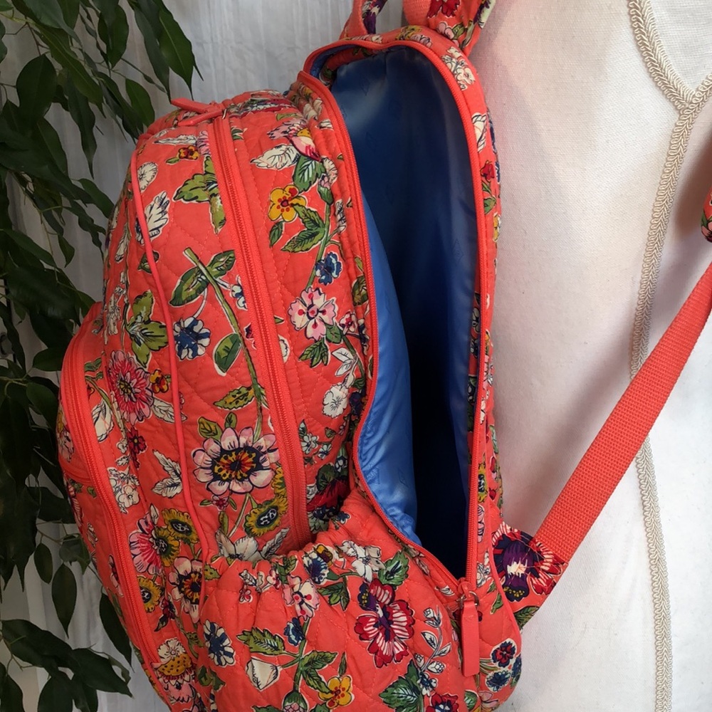 VERA BRADLEY XL Iconic Campus Coral Floral padded laptop tech backpack organizer - Picture 5 of 16